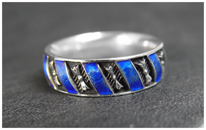 Royal blue enamel ring